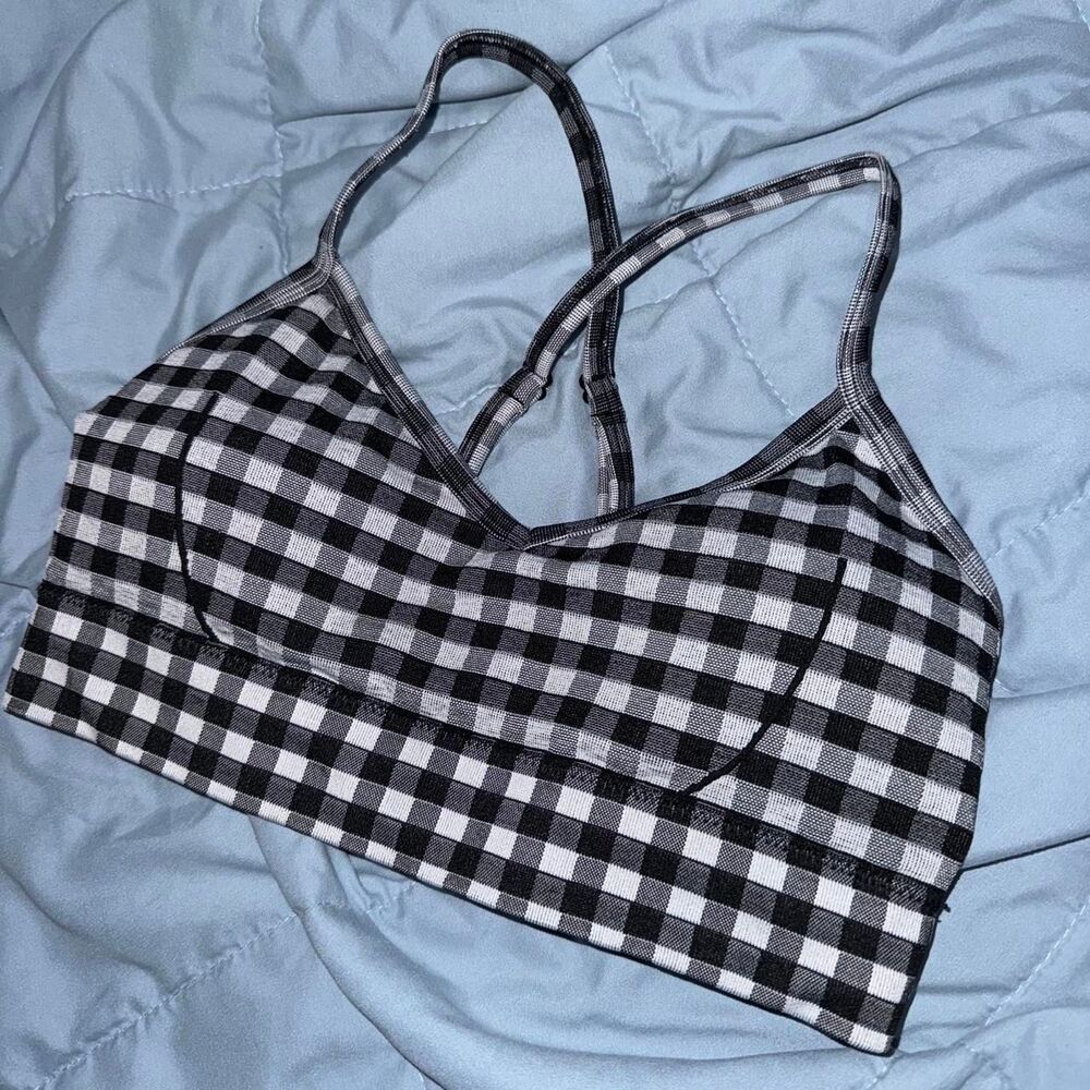 Black and White Gingham Crop Top Bralette